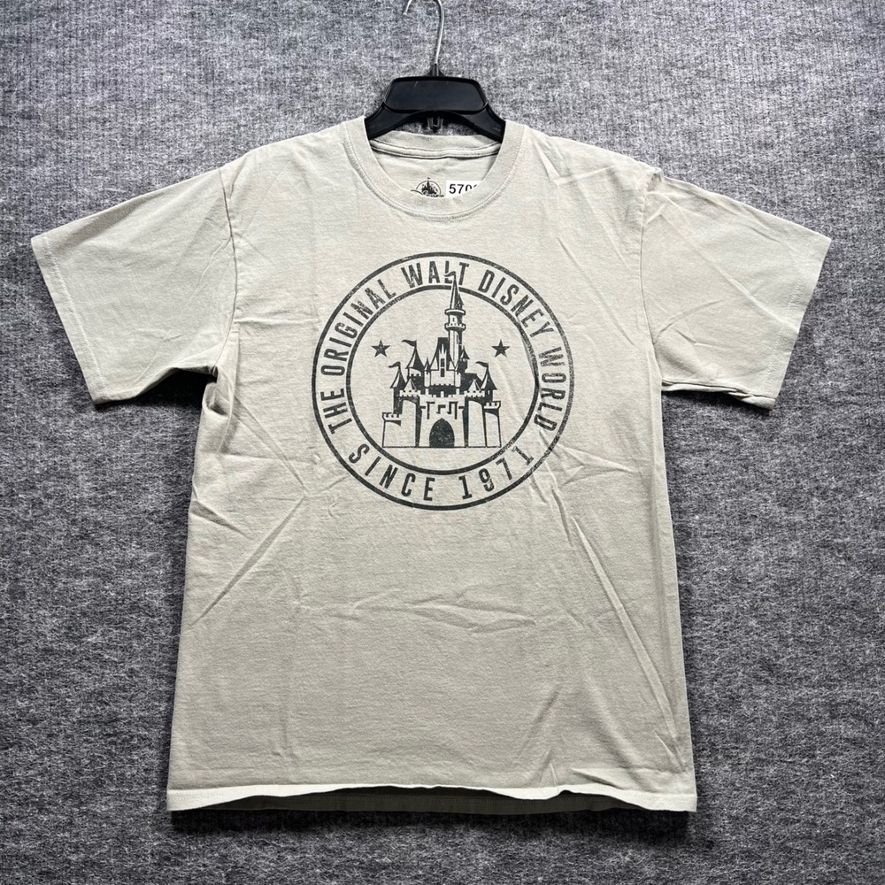 Disney Parks Walt Disney World Since 1971 Castle Graphic T-Shirt Tan Mens Medium